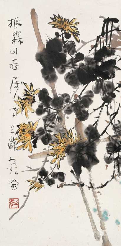 谢之光 菊花 立轴